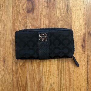 Coach Black Signature Zip-Around Wallet